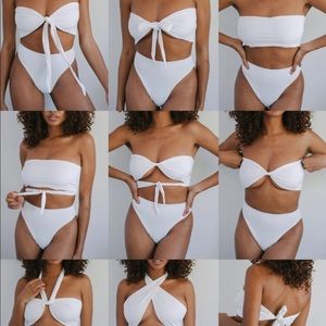 437 red bandeau bikini set